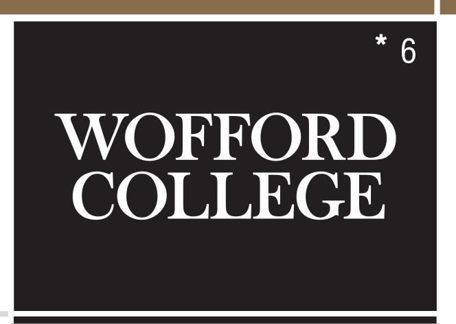 Wofford College wordmark, white on black variant, cell 6