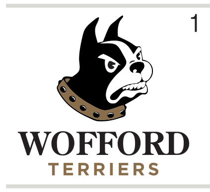 Terrier head mascot with Wofford Terriers wordmark, black variant, cell 15