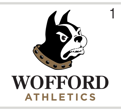 Terrier head mascot with Wofford Athletics wordmark, black variant, cell 16