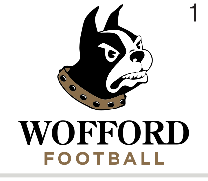 Terrier head mascot with Wofford Football wordmark, black variant, cell 17