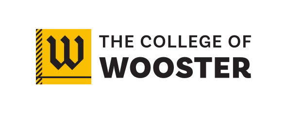 The College of Wooster logo, horizontal, gold/black variant, cell 2