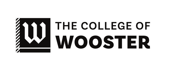 The College of Wooster logo, horizontal, black variant, cell 5