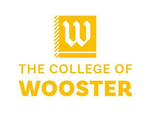 The College of Wooster logo, stacked, gold variant, cell 9