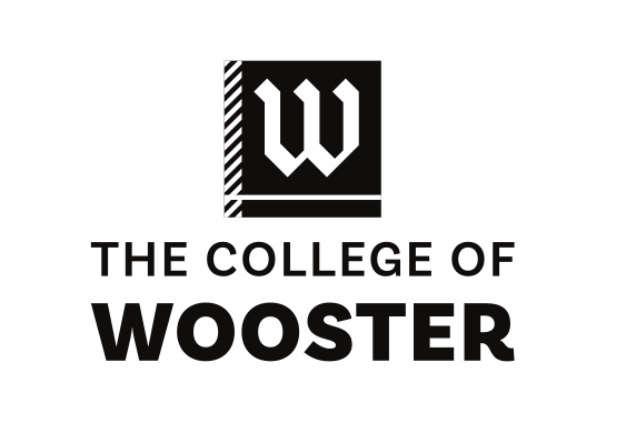 The College of Wooster logo, stacked, black variant, cell 10
