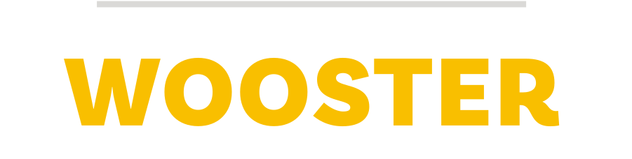 Wooster wordmark, gold variant, cell 25