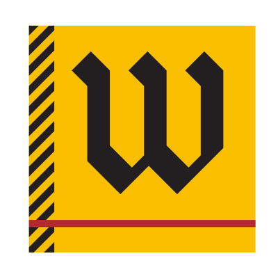 W logomark, black on gold variant, cell 27
