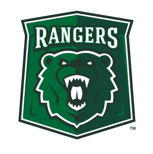 bear head mascot in shield with Rangers text, full color variant, cell 8