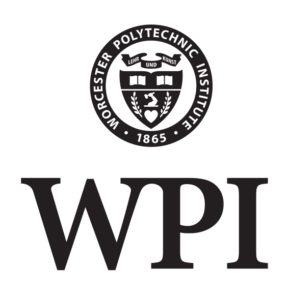 WPI seal and wordmark stacked, black variant, cell 7