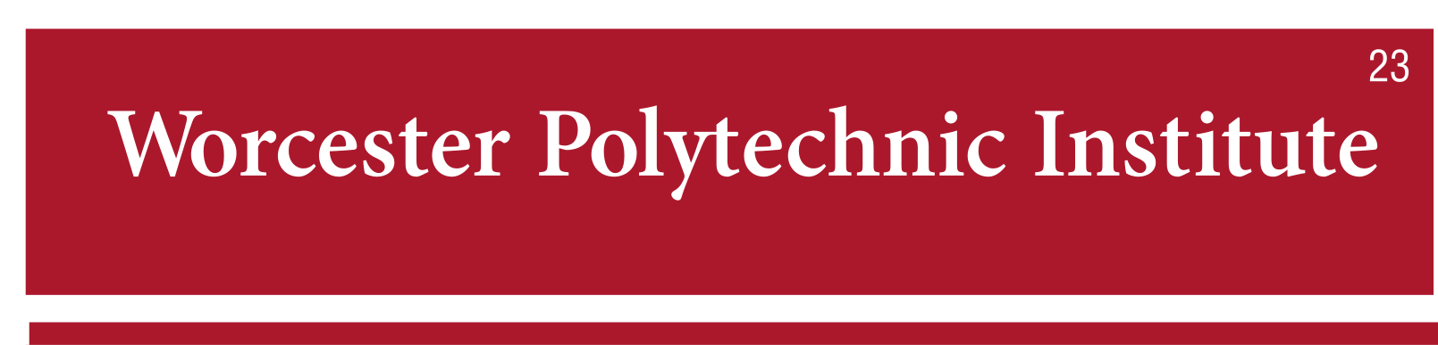 Worcester Polytechnic Institute wordmark, white on red variant, cell 23
