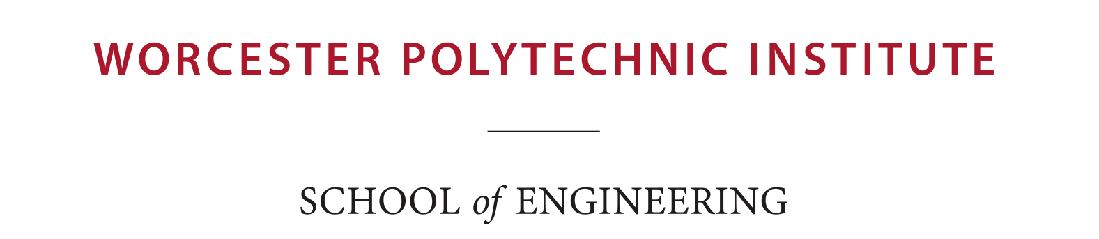 Worcester Polytechnic Institute School of Engineering sub-brand mark, stacked wordmark, red/black variant, cell 33