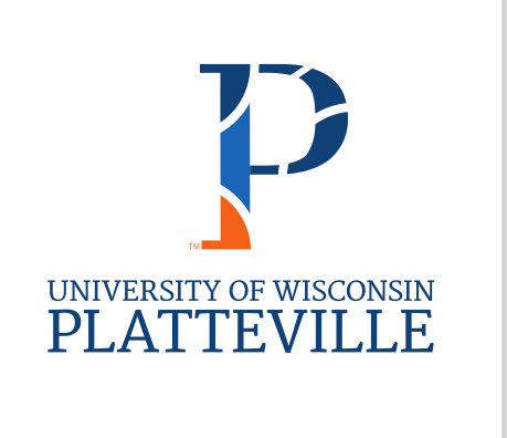 University of Wisconsin-Platteville logo, vertical, 4 color variant, cell 8