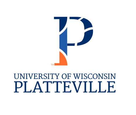University of Wisconsin-Platteville logo, vertical, 3 color variant, cell 9