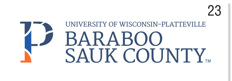 Baraboo Sauk County logo, horizontal, color variant, cell 23