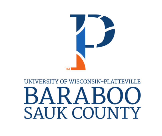 Baraboo Sauk County logo, vertical, color variant, cell 25