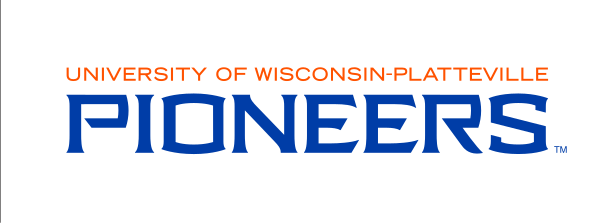 University of Wisconsin-Platteville Pioneers wordmark, blue/orange variant, cell 47