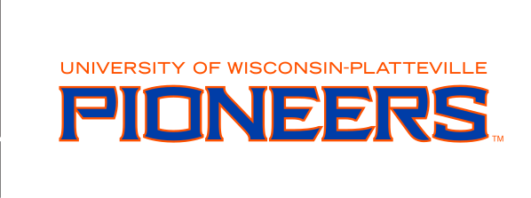 University of Wisconsin-Platteville Pioneers wordmark, orange/blue variant, cell 51