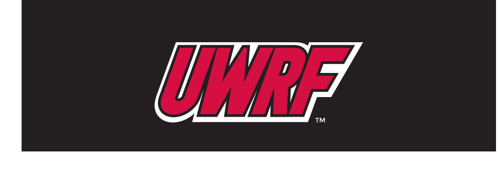 UWRF wordmark, color on black variant, cell 100