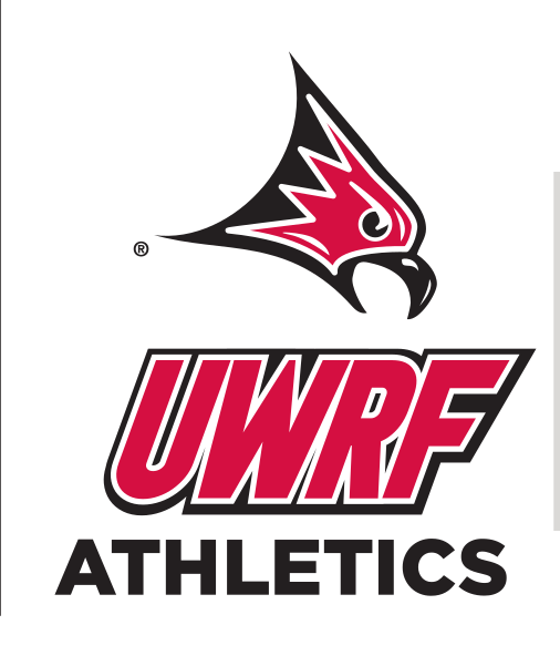 Falcon head with UWRF Athletics wordmark, full color variant, cell 69