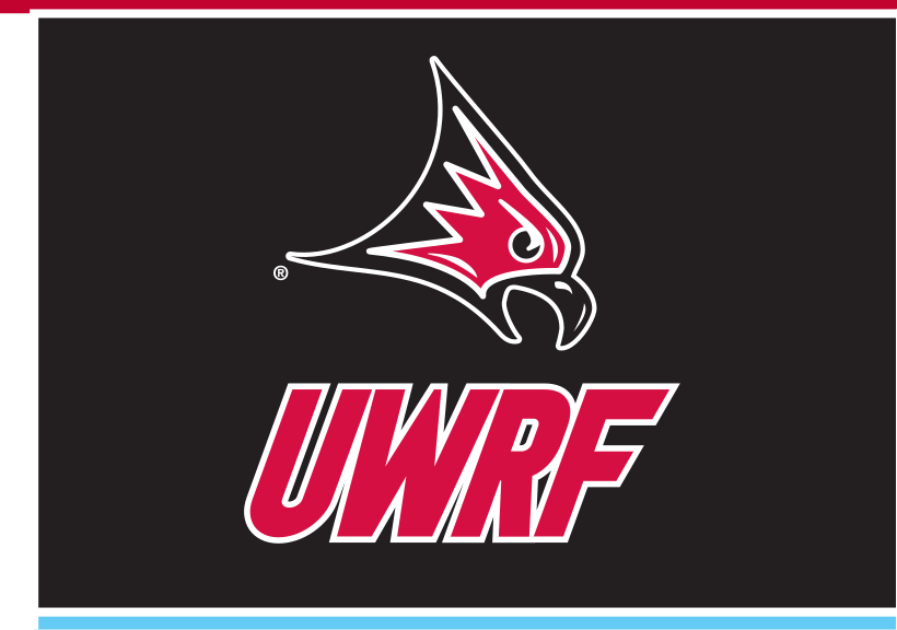 Falcon head with UWRF and Women's Cross Country, color on black variant, cell 77