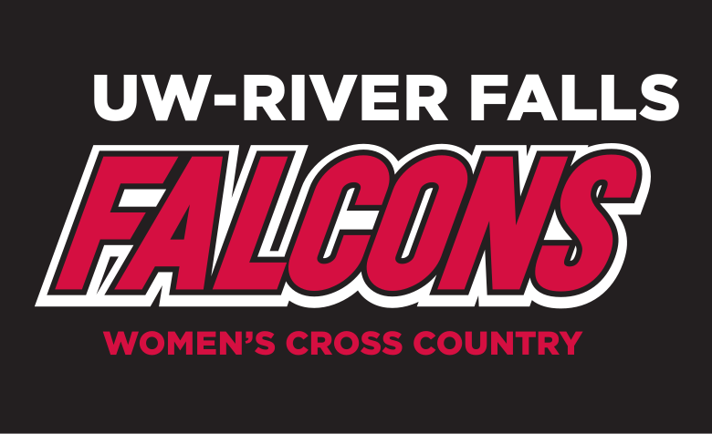 UW-River Falls Falcons Women's Cross Country wordmark, color on black variant, cell 95