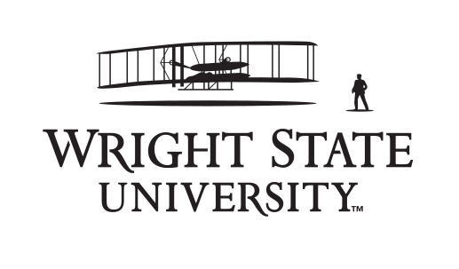 Wright State University logo with airplane, black variant, cell 3
