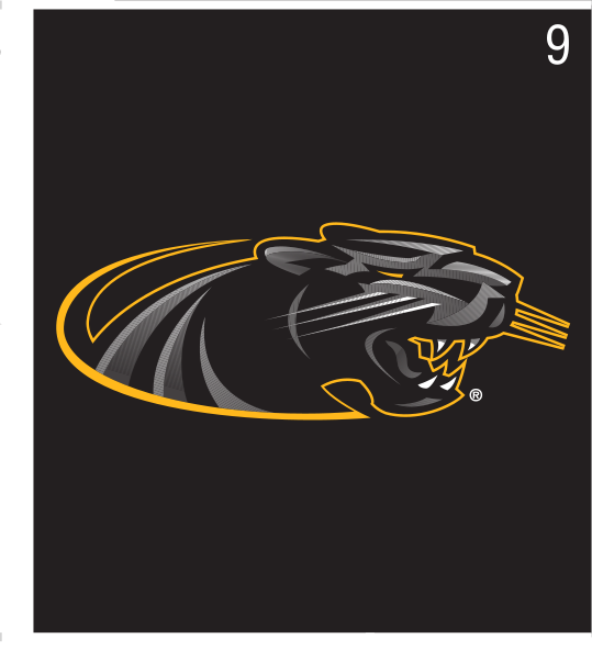 Panther head, gold/silver on black variant, cell 9