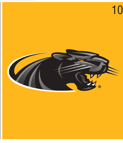 Panther head, black/silver on gold variant, cell 10