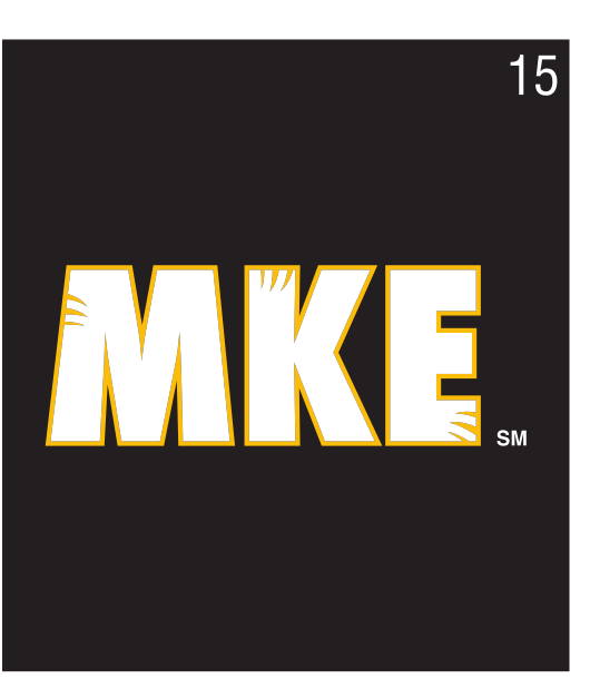 MKE wordmark, white/silver on black variant, cell 15