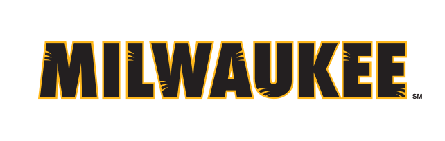 MILWAUKEE wordmark, black with gold outline variant, cell 26