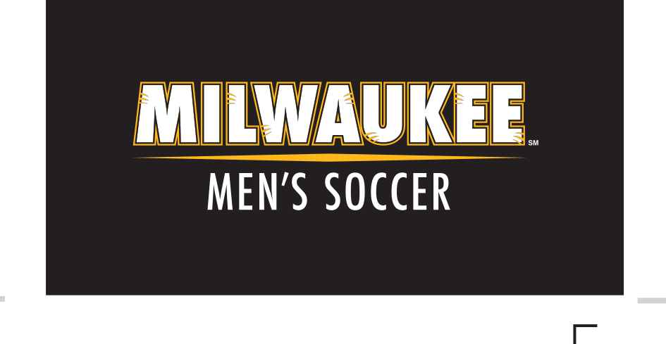 MILWAUKEE MEN'S SOCCER sport mark, white/gold on black variant, cell 38