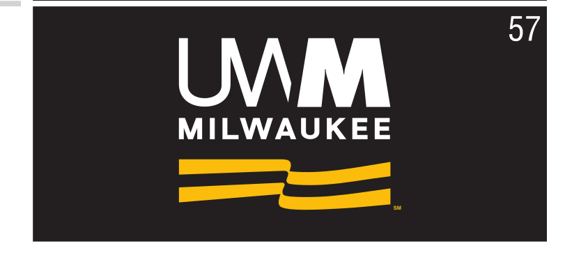 UWM Milwaukee mark, white/gold on black variant, cell 57