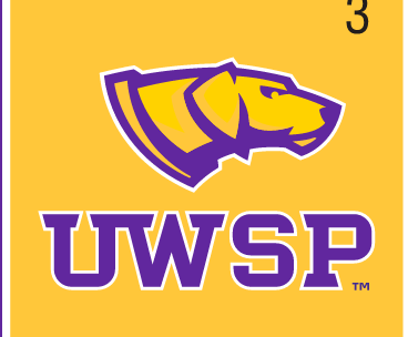 UWSP primary logo, full color on gold variant, cell 3