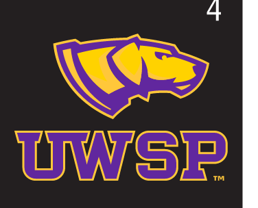 UWSP primary logo, full color on black variant, cell 4