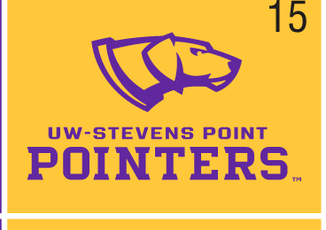 UWSP alternate primary logo, 2-color on gold variant, cell 15