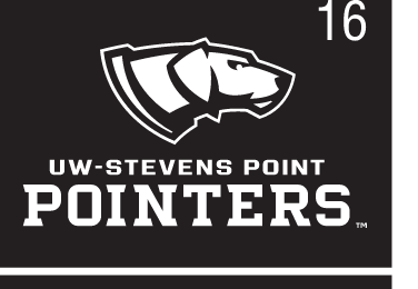 UWSP alternate primary logo, 1-color white on black variant, cell 16