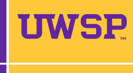 UWSP wordmark, full color on gold variant, cell 35