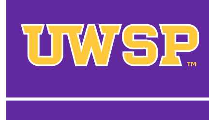 UWSP wordmark, 2-color on purple variant, cell 38