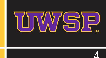 UWSP wordmark, 2-color on black variant, cell 40