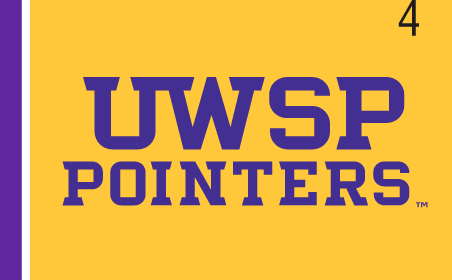 UWSP Pointers wordmark stacked, 2-color on gold variant, cell 47