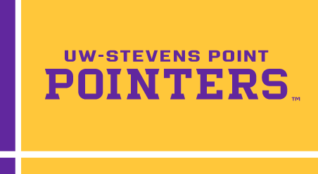 UW-Stevens Point Pointers wordmark stacked, full color on gold variant, cell 51