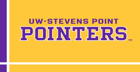 UW-Stevens Point Pointers wordmark stacked, 2-color on gold variant, cell 55