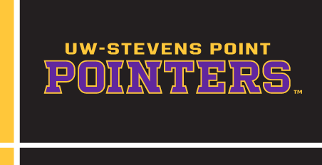 UW-Stevens Point Pointers wordmark stacked, 2-color on black variant, cell 56