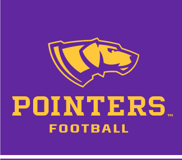 UWSP Pointers Football logo, full color on purple variant, cell 74