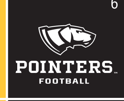 UWSP Pointers Football logo, 1-color white on black variant, cell 76
