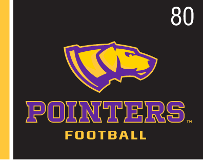 UWSP Pointers Football logo, 2-color on black variant, cell 80