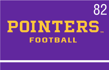 UWSP Pointers Football wordmark, full color on purple variant, cell 82