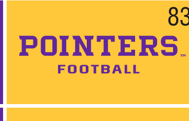 UWSP Pointers Football wordmark, full color on gold variant, cell 83