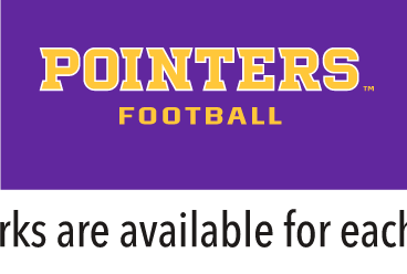 UWSP Pointers Football wordmark, 2-color on purple variant, cell 86