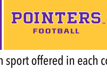 UWSP Pointers Football wordmark, 2-color on gold variant, cell 87