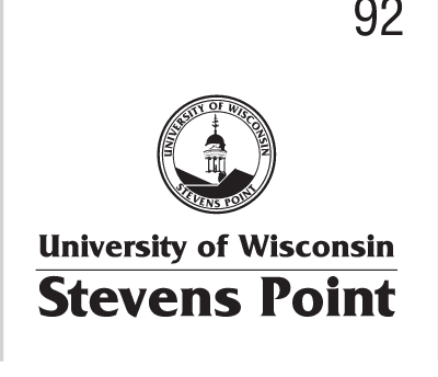 University of Wisconsin Stevens Point mark stacked, 1-color black variant, cell 92